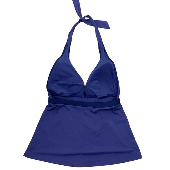 Spanx Azure Chic Trim Tankini Halter Top Swim Suit Shapewear Purple Size 12 - Picture 2 of 5